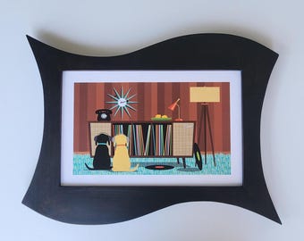Mid Century Modern, Wood Picture Frame, MCM, 5x7, 8x10, 11x14, 11x17, Unusual, Unique, Wall Decor, Atomic, Minimalist, Wedding, Wavy
