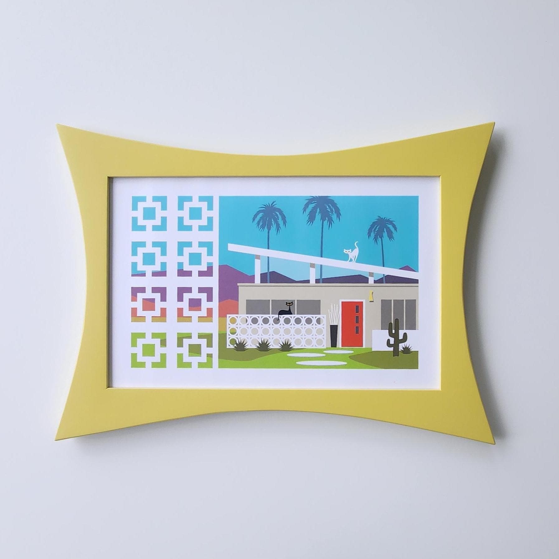 Mid Century Modern, Star, Wood Picture Frame, Colored, MCM, 5x7