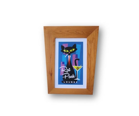 Mid Century Modern, Flat Top, Wood Picture Frame, MCM, 5x7, 8x10