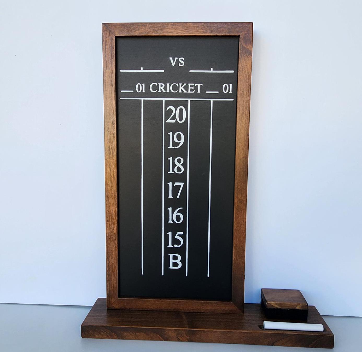 Dart Chalkboard Scoreboard, Cricket, Darts, Solid Wood, Light or Dark Finish, Black Chalkboard, Father's Day, Birthday, Christmas, Gift