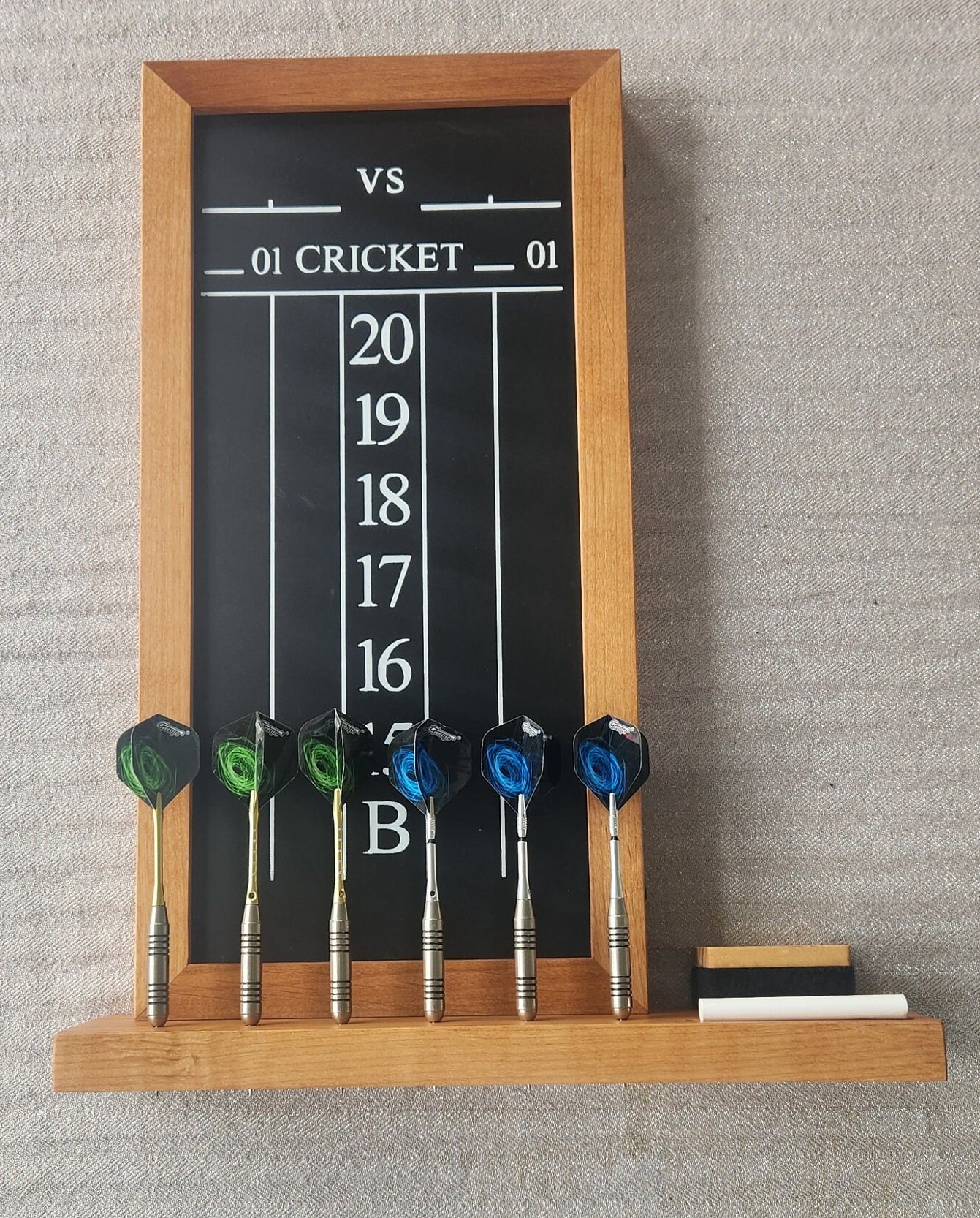 Dart Chalkboard Scoreboard, Cricket, Darts, Solid Wood, Light or Dark Finish, Black Chalkboard, Father's Day, Birthday, Christmas, Gift