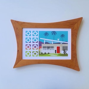 Mid Century Modern, Curved Slant, Wood Picture Frame, MCM, 5x7, 8x10, 11x14, 11x17, Unusual, Wall Decor, Atomic, Minimalist, Wedding, Unique