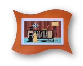 Mid Century Modern, Wavy, Wood Picture Frame, Colored, MCM, 5x7, 8x10, 11x14, 11x17, Unusual, Unique, Wall Decor, Atomic, Minimalist