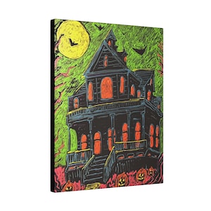 Haunted Mansion Gruseliges Halloween Gemälde auf Leinwand
