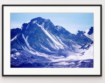 Printable Snowy Mountain Photo, Digital download, Snowy Mountain art with quote, Snowy Mountain Print with poem,  Snowy Mountain Photo Print