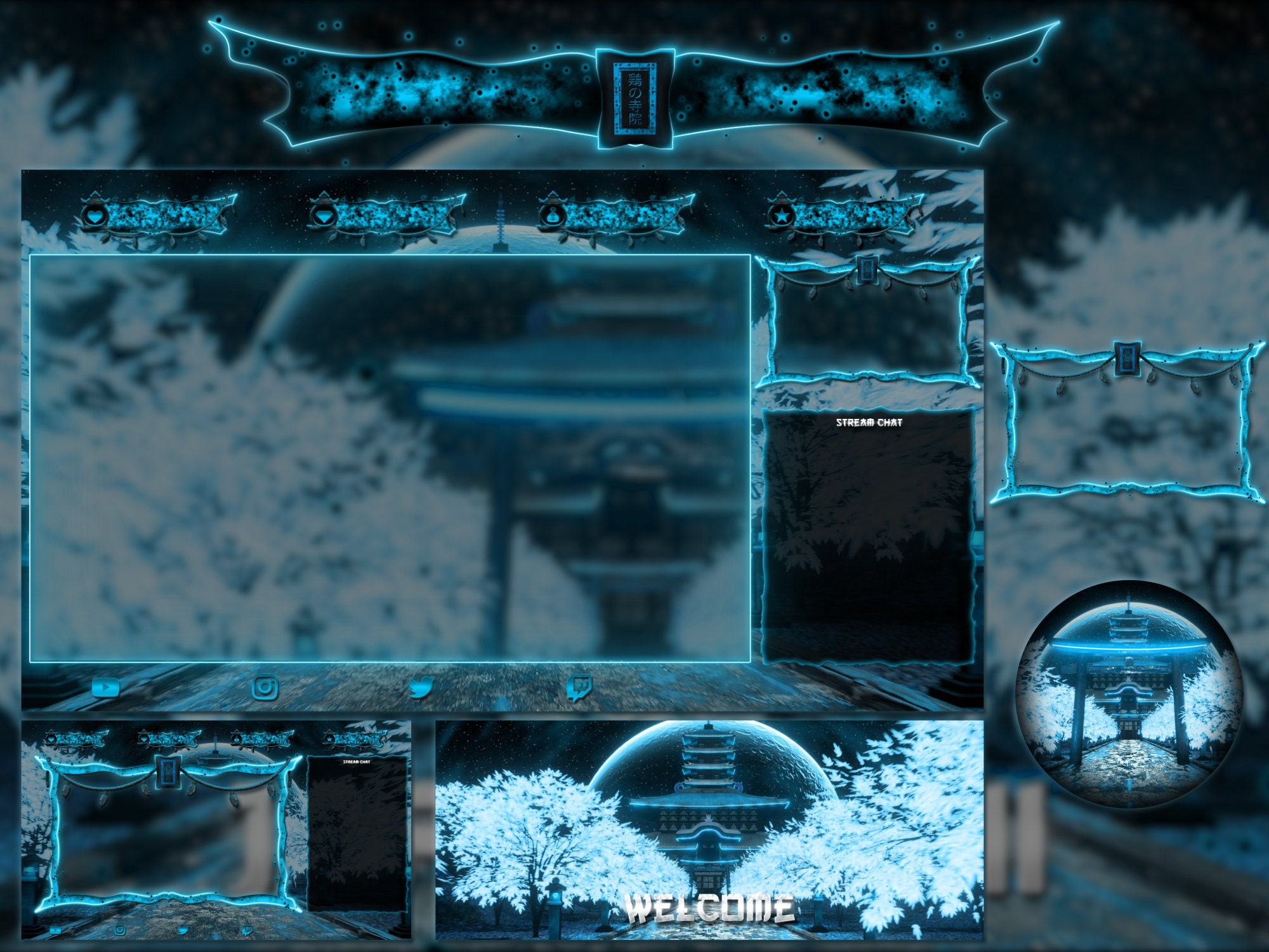 Japan Torii Gate Animated Twitch Stream Overlay Package (digital ...