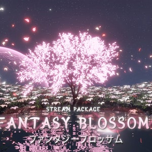 Fantasy Blossom Animated Twitch Overlay Package | Cherry Sakura Stream Pack | Screens, Alerts, Panels, Stinger Transition, Banner, Logo