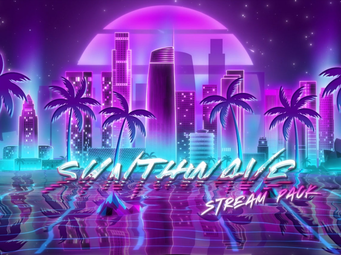 Synthwave Animated Twitch Stream Package: Neon City Retro Overlay ...