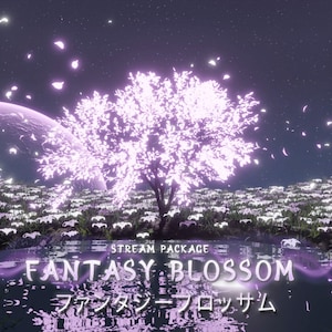 Fantasy Blossom Animated Twitch Overlay Package | Purple Cherry Sakura Stream Pack | Screens, Alerts, Panels, Stinger Transition, Banner