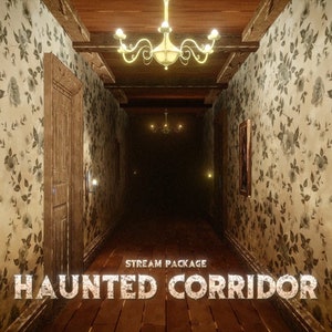 Haunted Corridor Animated Twitch Overlay Package | Anime Horror Mansion Stream Pack | Screens, Alerts, Panels, Stinger Transition, Banner...