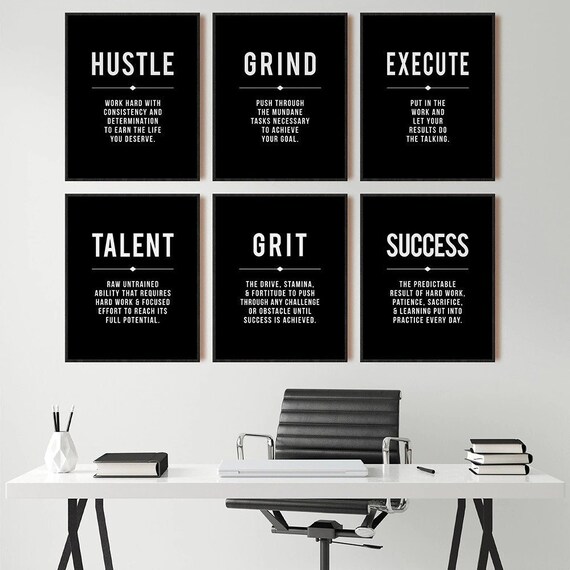 Hustle, Grind, Execute: Fuel Your Journey! Unleash Your Talent, Embrace Grit, and Achieve Extraordinary Success! Motivation in Every Poster!