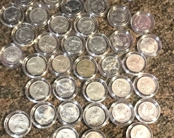 Australian silver five cent collection most unc in clear capsules