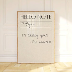It&#39;s Already Yours, The Universe Wall Art Aesthetic Quote Poster Inspirational Quote Wall Art Handwritten Note Poster Digital Download Art