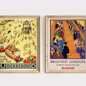 Carteles de viajes de Londres, anuncios vintage, arte de estaciones de tren, póster retro de Londres, arte mural de Londres de los años 20, descarga digital, arte mural imprimible