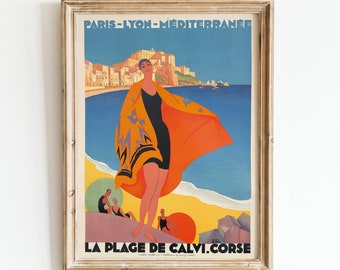 Französische Riviera Art Deco Poster: Vintage Reise-Druck (Digitaler Download)