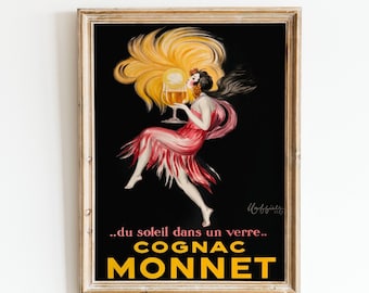 Vintage Französisches Brandy Werbeplakat: 1920er Jahre Flapper Art (Digitaler Download)