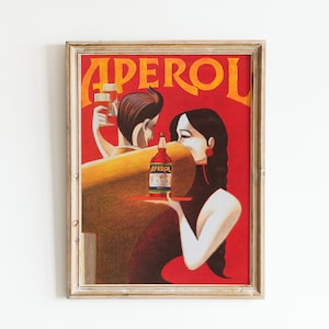 Vintage Getränke Anzeige Poster Bar Wandkunst Italienisches Poster Aperol Anzeige Alkohol Poster Paar Tanzende Kunst Bar Dekor Vintage Likör Anzeige Digitaldruck