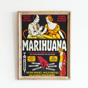 Poster Vintage Film Marijuana The Love Weed – Stampa A4 Da Collezione, Riproduzione Anni '30
