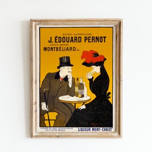 Vintage Beverage Ad Poster Bar Wand Kunst Französisches Poster Paar Flirten Art Bar Decor Wein Poster Italienische Art Vintage Liquor Ad Digitaldruck