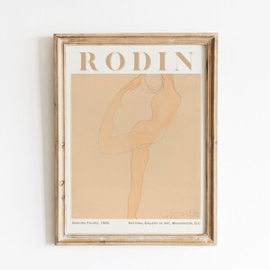Rodin dansare skisstryck, abstrakt nakenfigur (digital nedladdning)