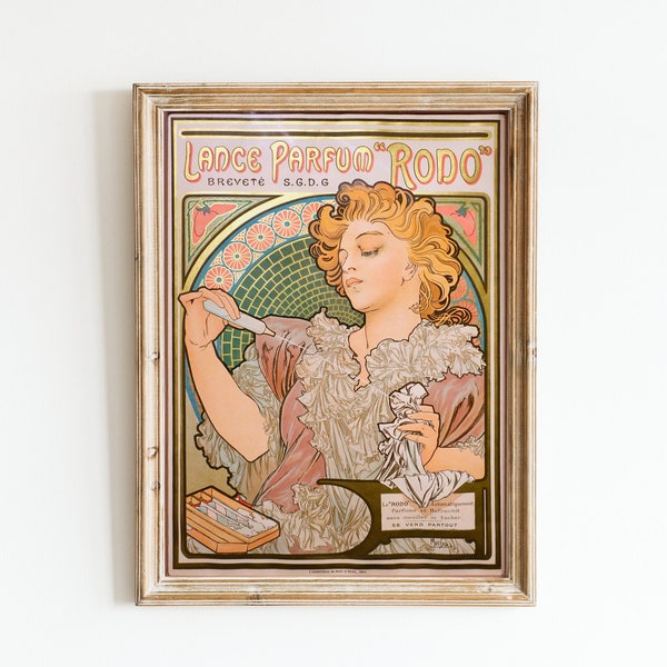 Art Nouveau Poster Vintage Perfume Ad Alphonse Mucha Print Digital Download French Parfum Advertisement Vintage Poster Printable Wall Art