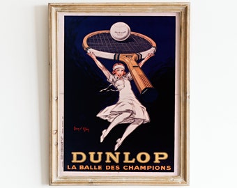 Tennis Advertisement Vintage French Poster Woman Tennis Player Gift French Tennis Ad 1920s Fashion Tennis Poster Printable Digital Download