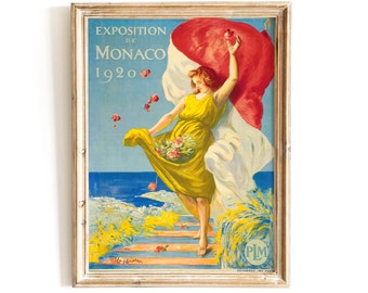 Monaco Reise Poster: Französische Riviera Vintage Kunstdruck (Digitaler Download)
