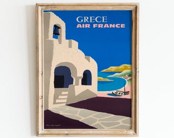 Vintage Griechenland Reiseplakat: Air France Seaside Art (Digitaldruck)
