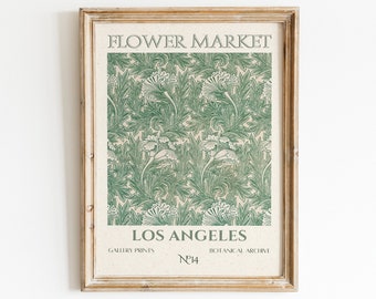 Affiche du marché aux fleurs de Los Angeles, art mural LA, art floral vintage, décoration d&#39;intérieur rétro, impression d&#39;art tendance, impression d&#39;art floral en téléchargement numérique, art mural imprimable