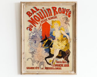 Vintage Art Moulin Rouge Ad Poster Paris Cabaret Art Print Vintage Advertisement Burlesque Dancers Digital Download Printable Wall Art
