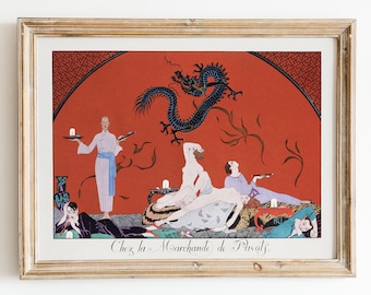Art Deco Dragon Print: 1920s Fashion Illustration (Digital Download)