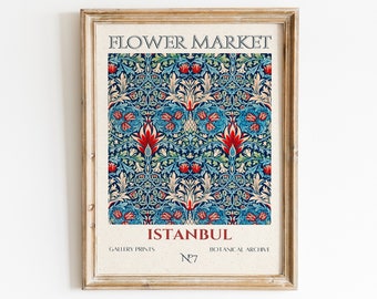 Marché aux fleurs d&#39;Istanbul impression Türkiye Art vintage motif floral rétro décoration d&#39;intérieur tendance impression d&#39;art téléchargement numérique art mural imprimable
