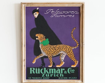 Art Deco Fashion Print: Schweizer Leopard Print, Carl Moos (Digitaler Download)