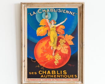 Vintage Französisches Wein Poster: La Chablisienne Werbung (Digitaler Download)