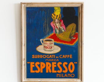 Cartel vintage de espresso italiano: regalo para los amantes del café (descarga digital)
