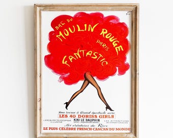 Moulin Rouge Vintage Ad Poster: Paris Cabaret Burlesque Art (Digital Download)