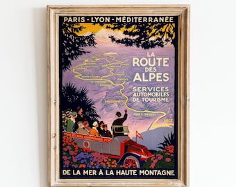Vintage Französisch Alpen Reise Poster: Art Deco Frankreich Landschaft Kunstdruck (Digitaler Download)