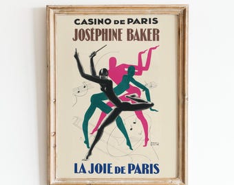 Josephine Baker Art Deco Plakat: Paris-Casino Vintage Druck (Digitaler Download)