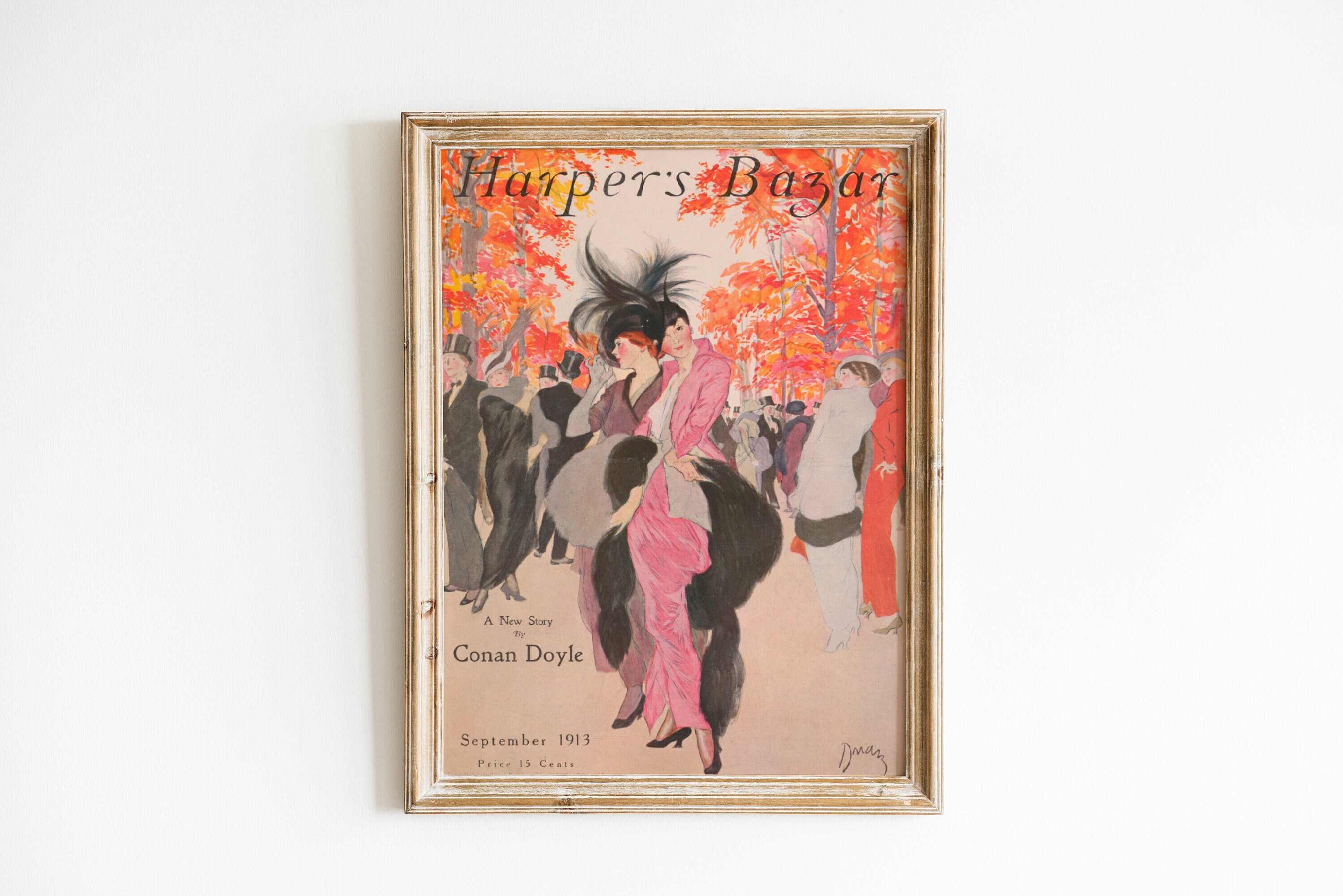 Art Deco Fall Leaves Wall Art Harpers Bazaar Vintage Magazine Etsy