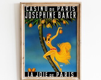 Joséphine Baker Coconuts Tropical Print: Casino de Paris Ad Vintage Poster (Digitaler Download)