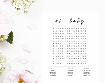 Word Search Baby Shower Game Printable Baby Shower Games Gender Neutral ...