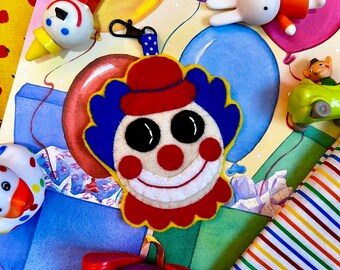 clown balloon felt keychain bag charm clowncore accessories