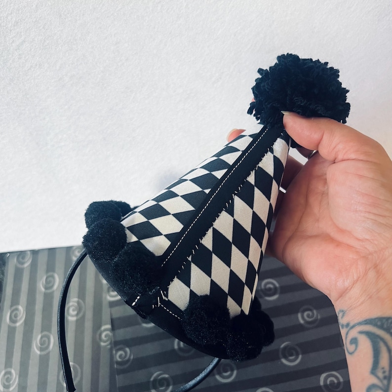 Pierrot Clown Party Hat Headband: Handmade clowncore Costume Accessory image 2