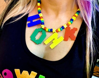 Honk clown beaded necklace clowncore jewelry accessories