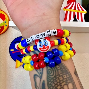 Clown kandi clowncore beaded bracelet set primary color jewelry accessories