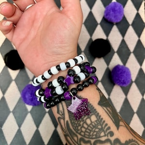 dark clown Kandi beaded bracelet set clowncore jewelry accessories