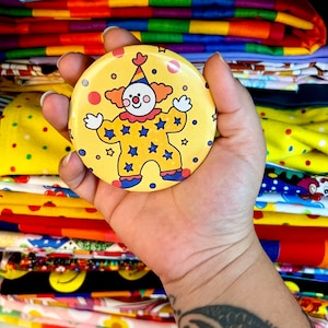 Clown button pin happy juggling clown clowncore accessories