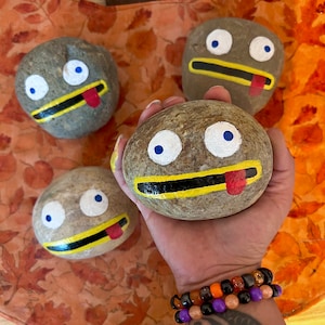 Rock fact garden rock decor paperweight otgw inspired painted rock Clowncore decor