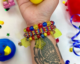 Clown kandi clowncore beaded bracelet set primarily color theme jewelry accessories