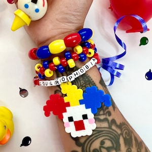 Clown kandi clowncore beaded bracelet set COULROPHOBIA primary color scheme jewelry accessories